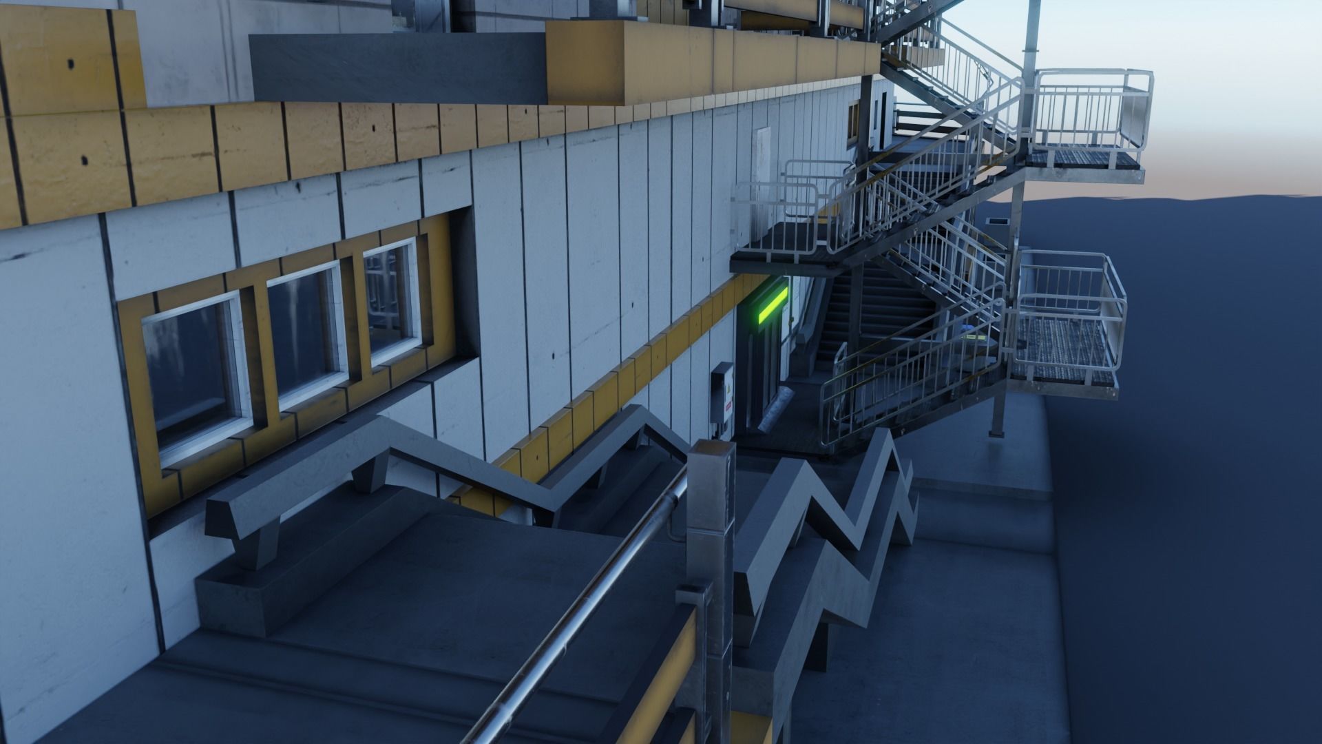 Residential building in diamond shape in 3 settings Low-poly 3D model_9