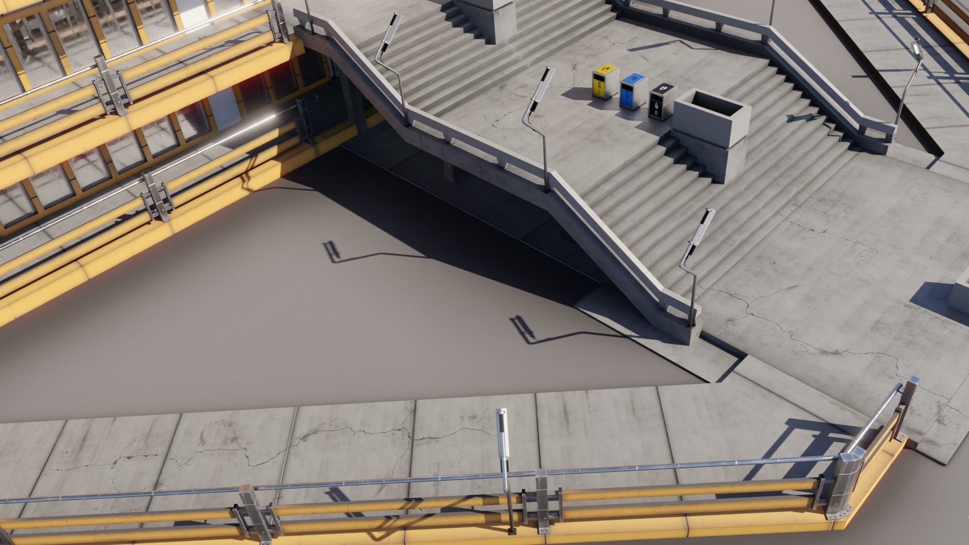 Residential building in diamond shape in 3 settings Low-poly 3D model_8