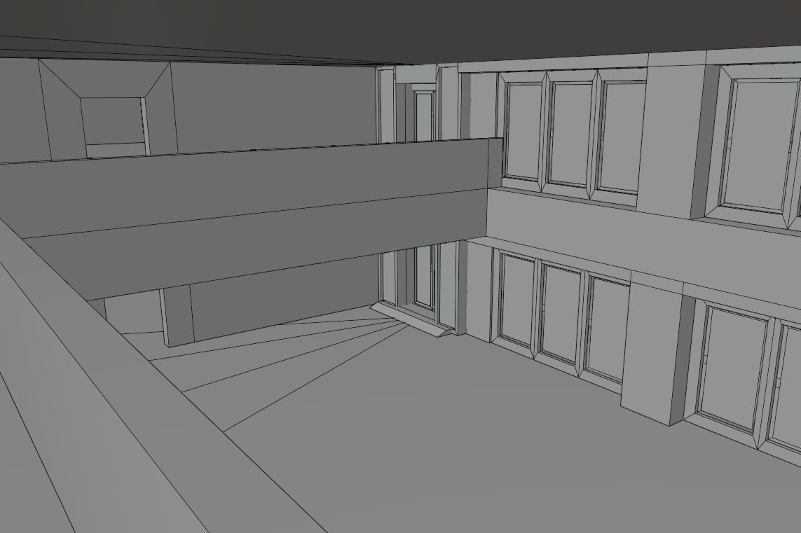 Residential building in diamond shape in 3 settings Low-poly 3D model_22