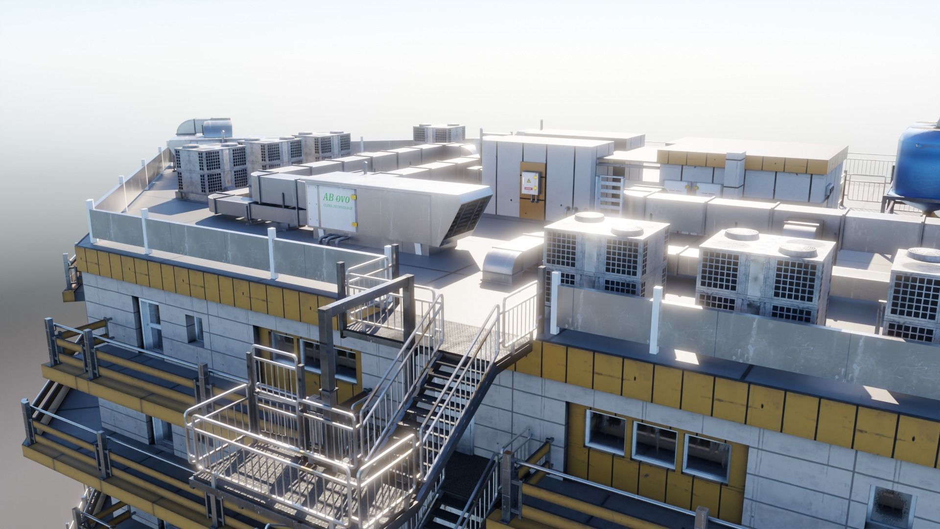 Residential building in diamond shape in 3 settings Low-poly 3D model_7