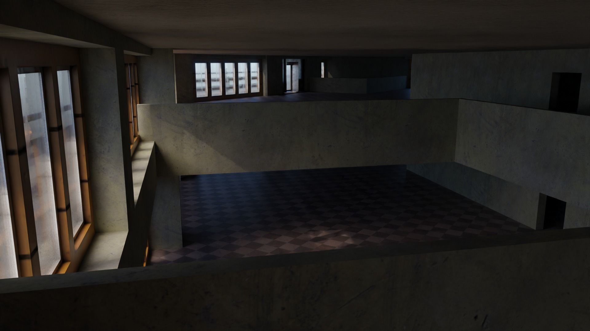 Residential building in diamond shape in 3 settings Low-poly 3D model_10