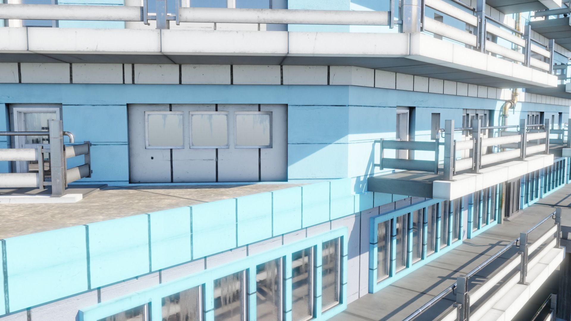 Residential building in diamond shape in 3 settings Low-poly 3D model_6