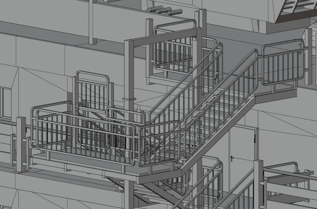 Residential building in diamond shape in 3 settings Low-poly 3D model_23