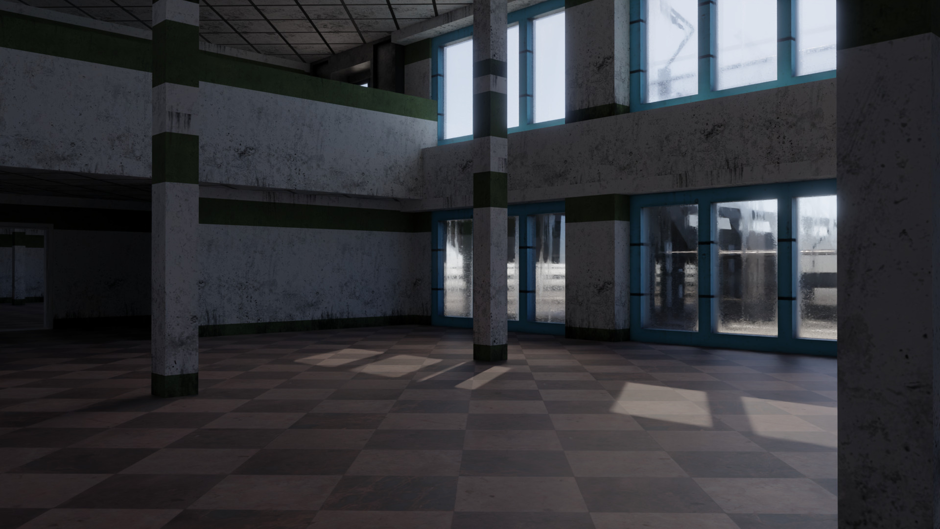 Residential building in diamond shape in 3 settings Low-poly 3D model_14