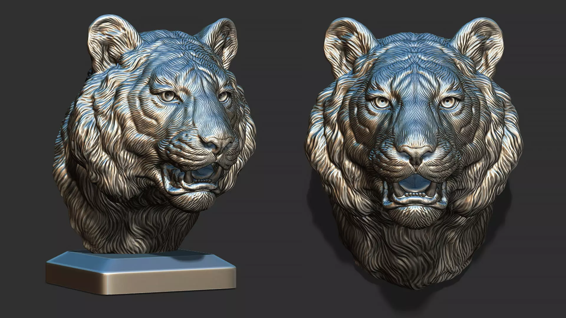 Tiger bust 3D print model_0