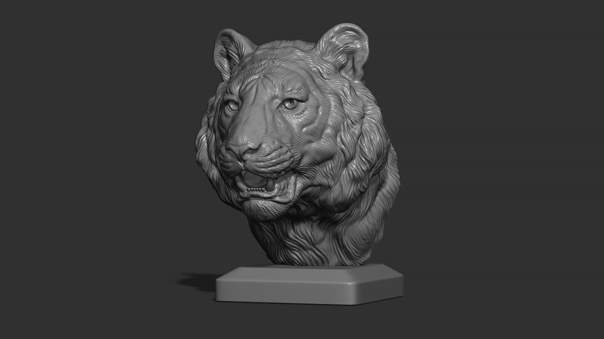 Tiger bust 3D print model_6