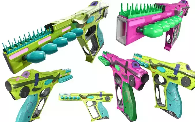 sci-fi Cartoon Pistol Low-poly 3D model