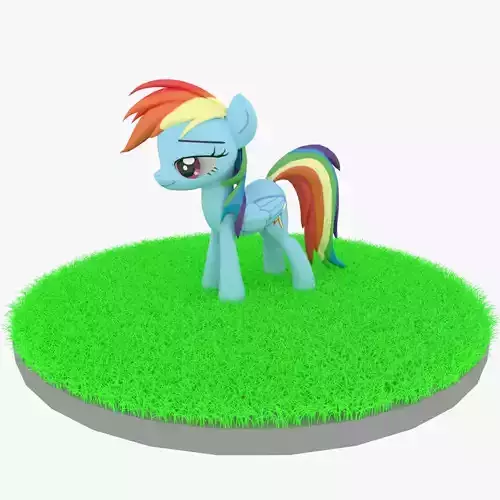 Cartoon Rainbow Pony Rigged