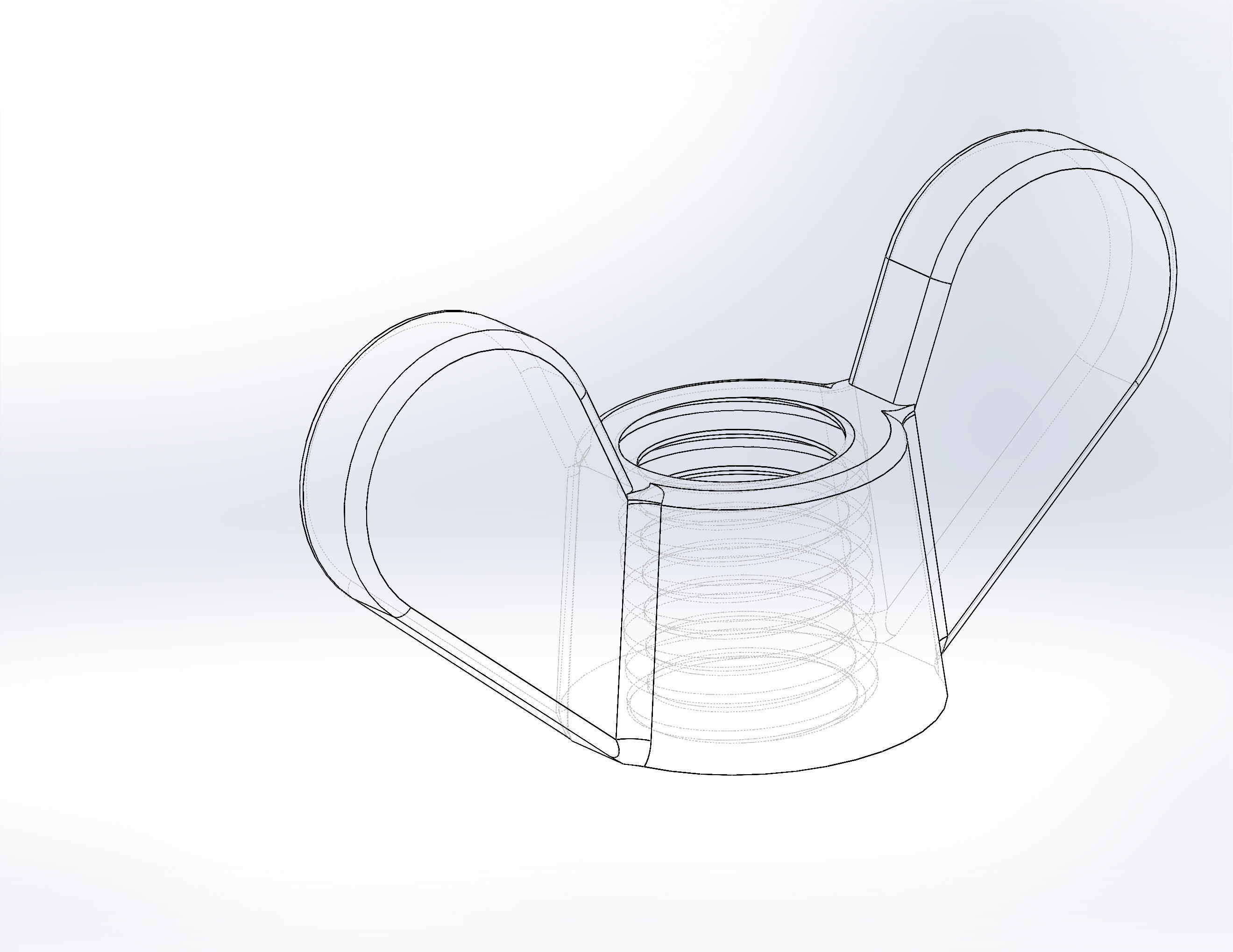 Heandle wing nut M8 3D model_5