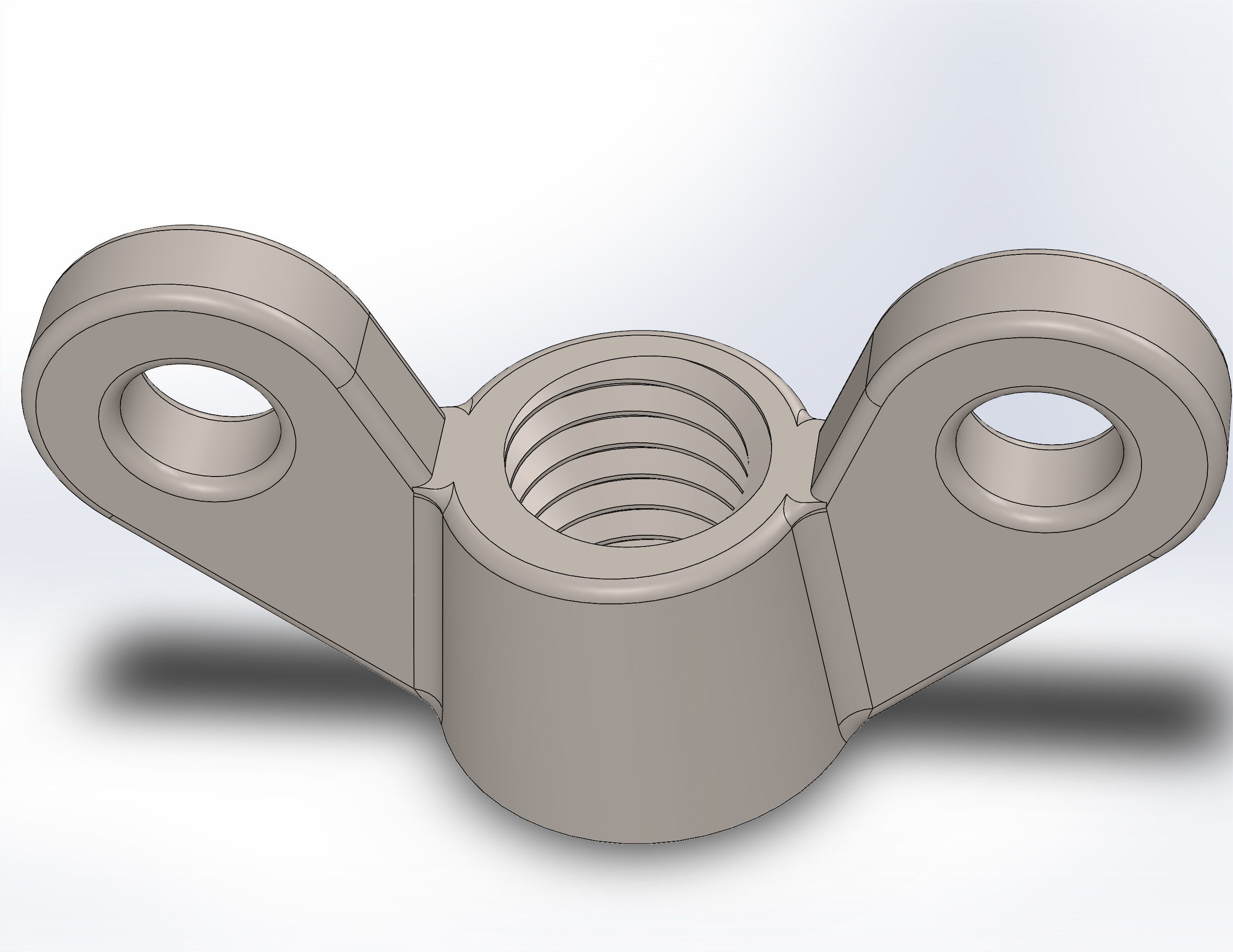 Wing nut M8 with hole 3D model_3