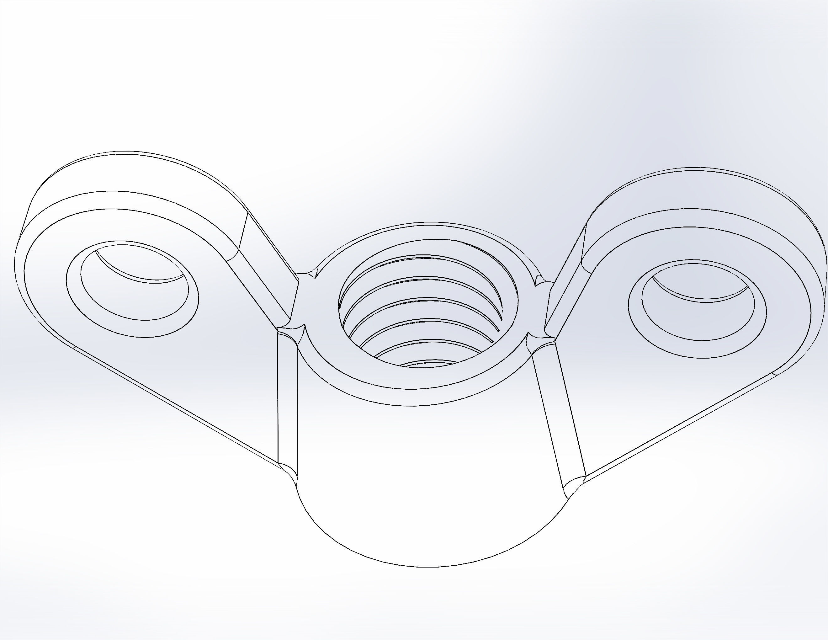 Wing nut M8 with hole 3D model_4