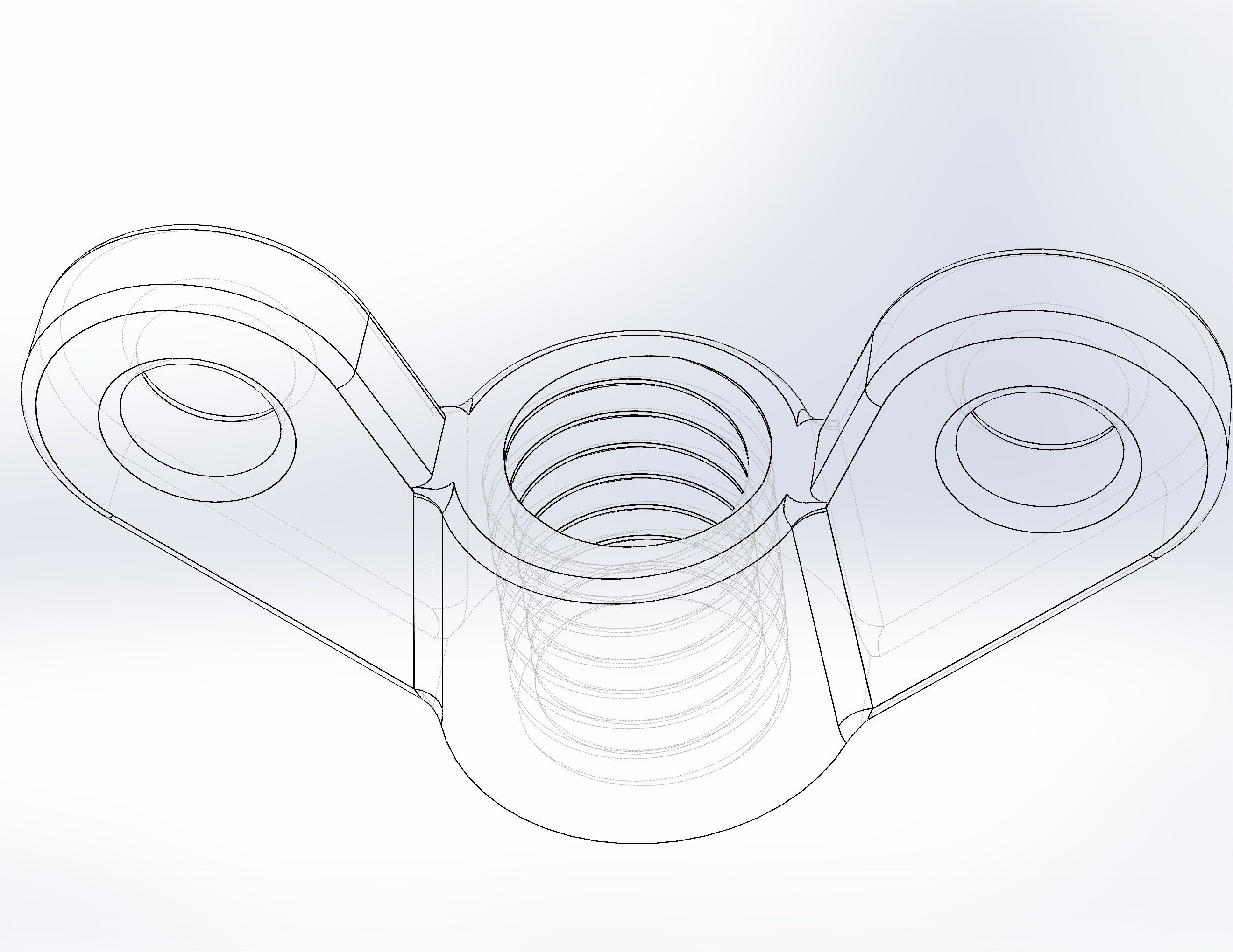 Wing nut M8 with hole 3D model_5