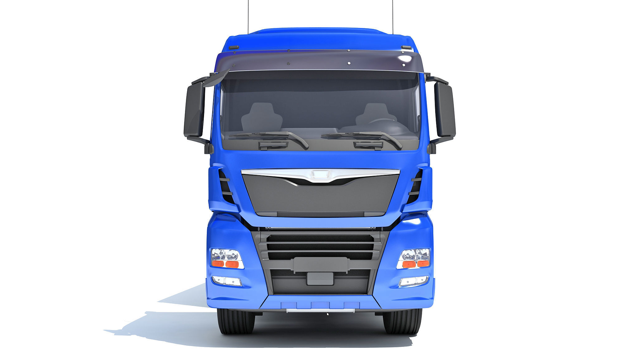 Truck with Animal Transporter Trailer 3D model_9