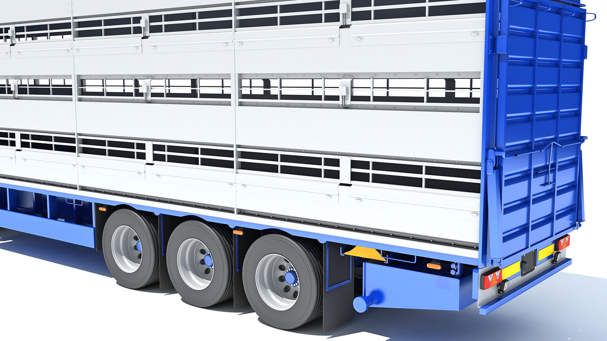 Truck with Animal Transporter Trailer 3D model_15