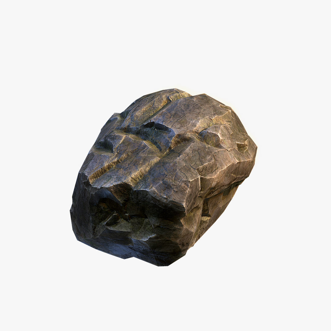 Mossy Boulder 4 Low-poly 3D model_2
