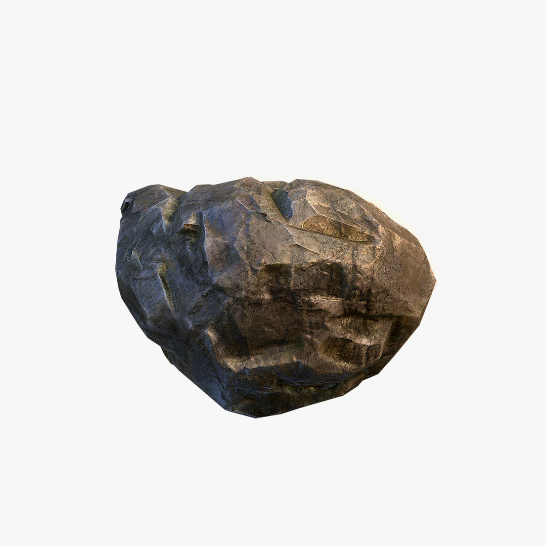 Mossy Boulder 4 Low-poly 3D model_4