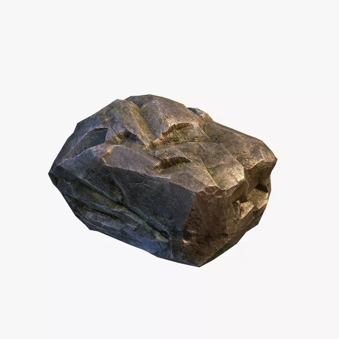 Mossy Boulder 4 Low-poly 3D model_0
