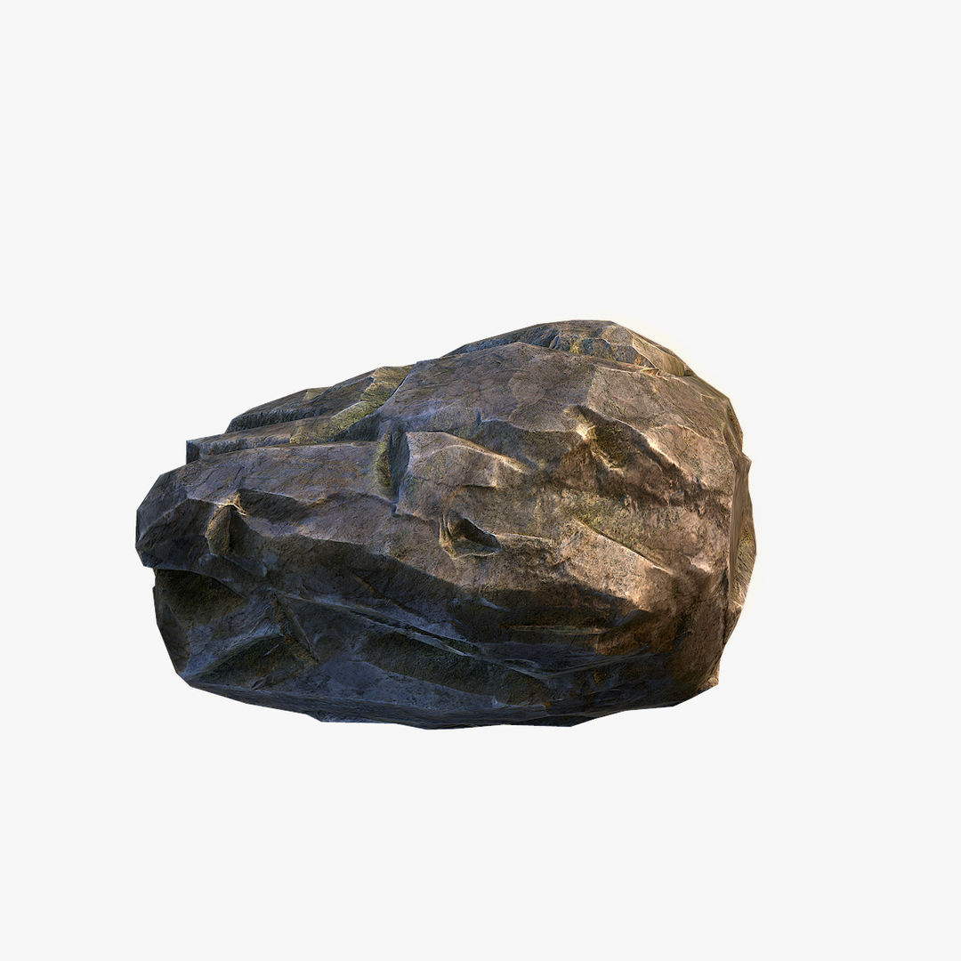 Mossy Boulder 4 Low-poly 3D model_3