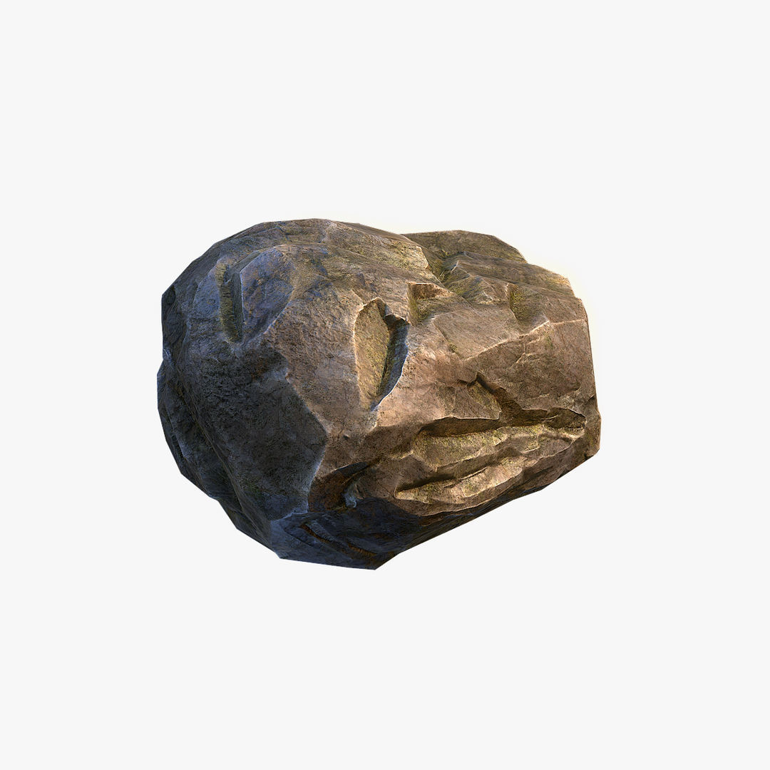 Mossy Boulder 4 Low-poly 3D model_5