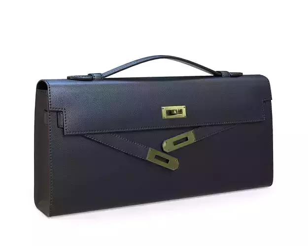 Hermes Kelly Cut Clutch Black Leather Low-poly 3D model