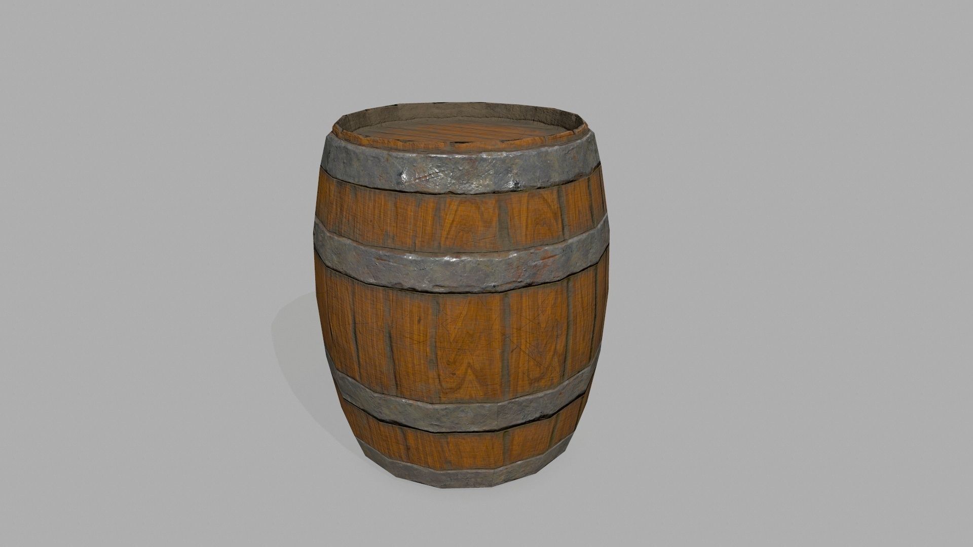 Wooden Barrel Low-poly 3D model_3