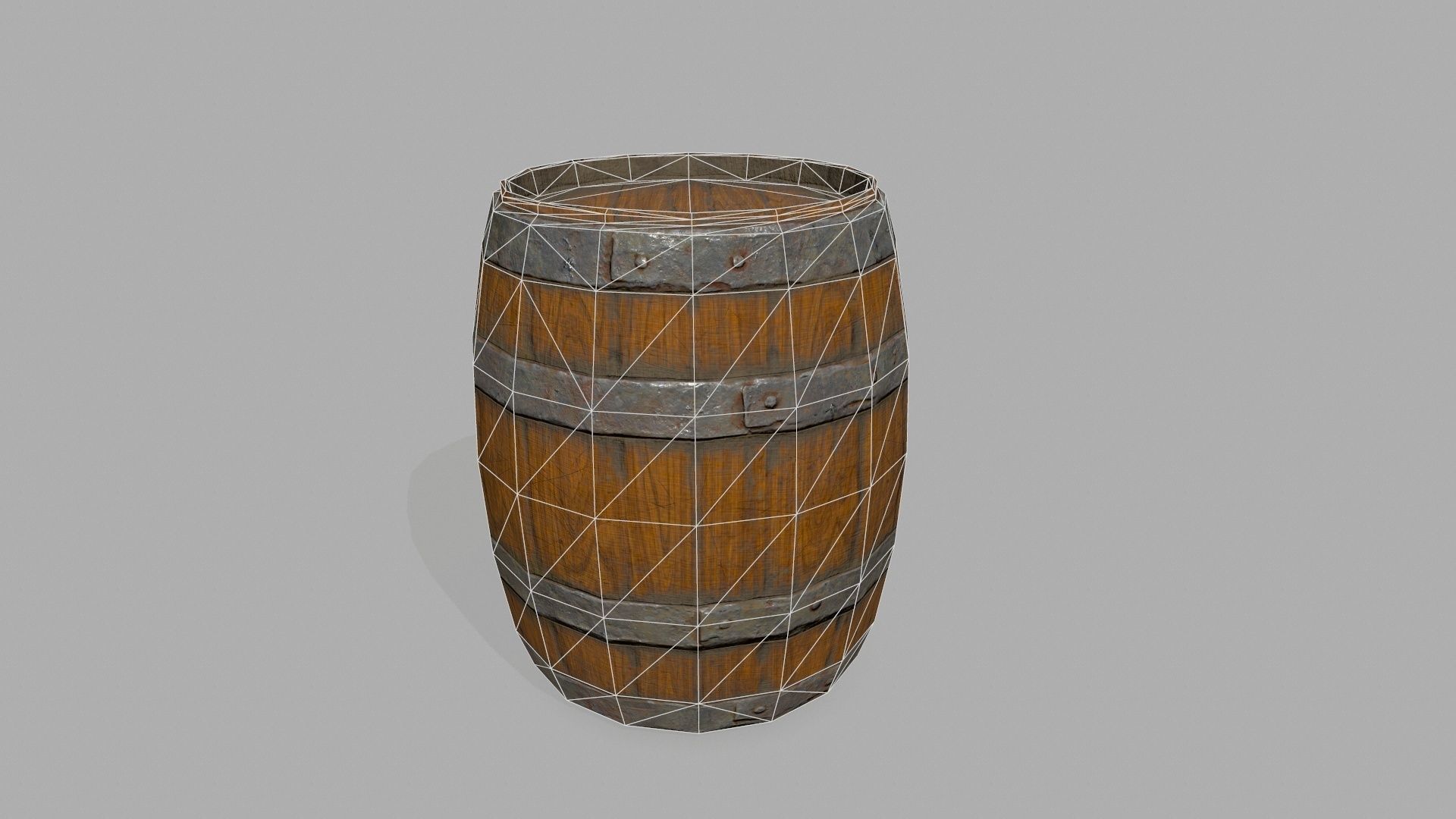 Wooden Barrel Low-poly 3D model_8