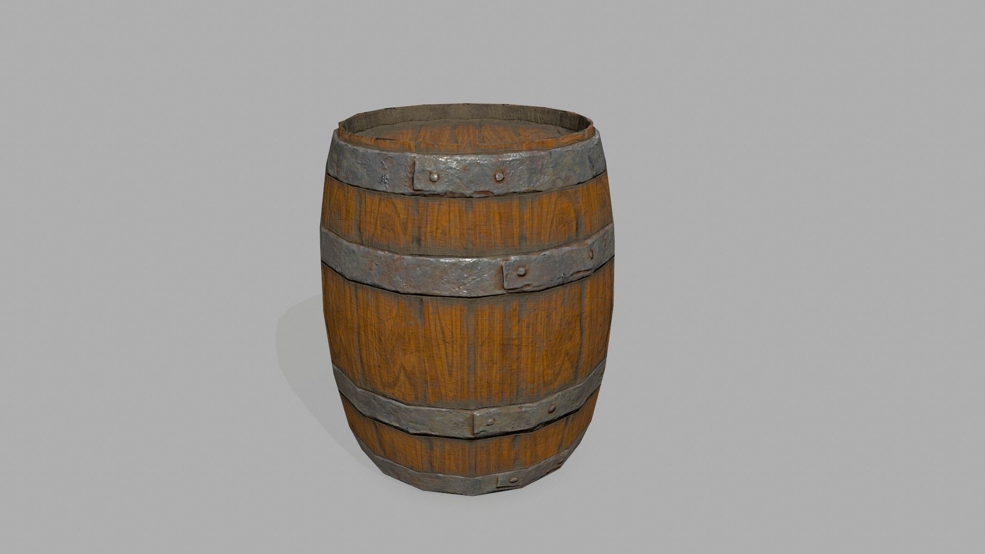 Wooden Barrel Low-poly 3D model_7