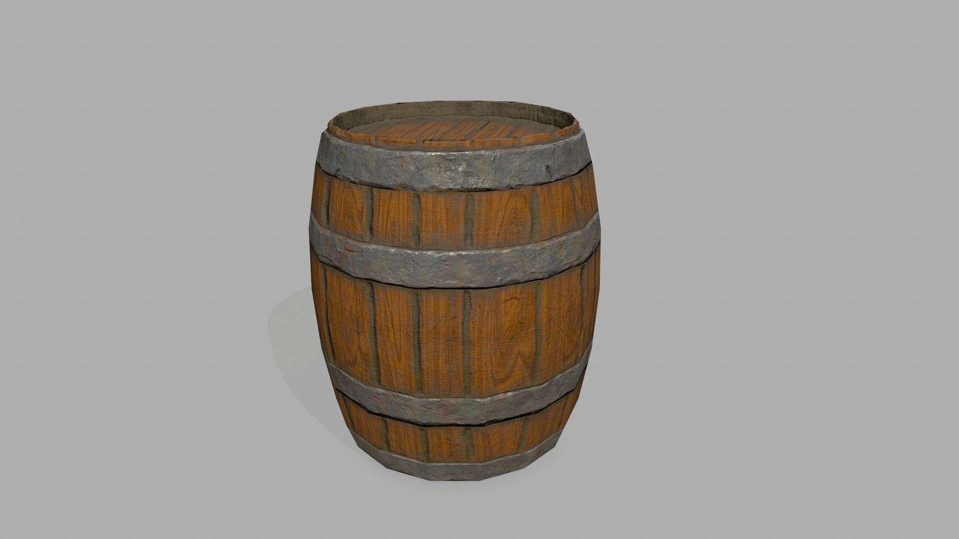 Wooden Barrel Low-poly 3D model_4