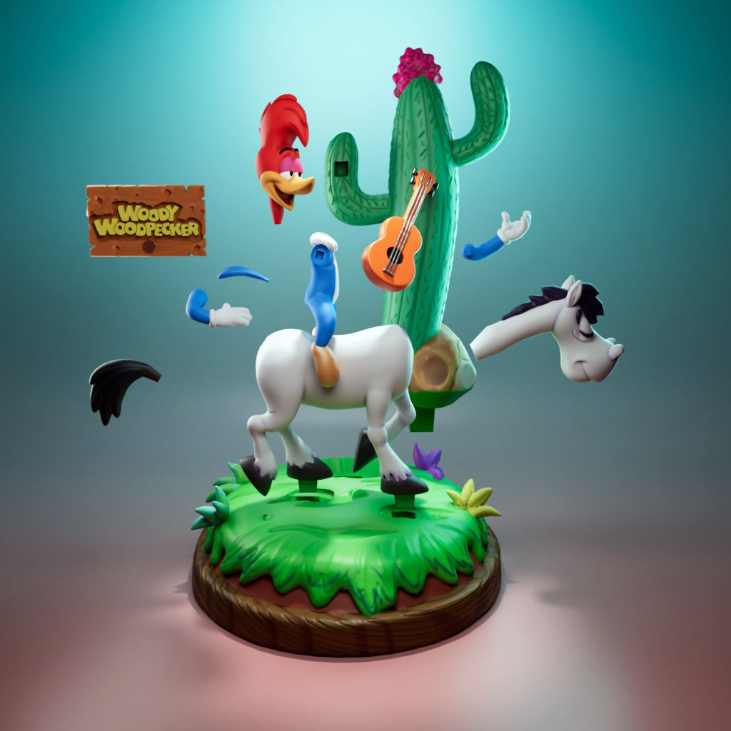 Woody Woodpecker and Sugarfoot 3D print model_5