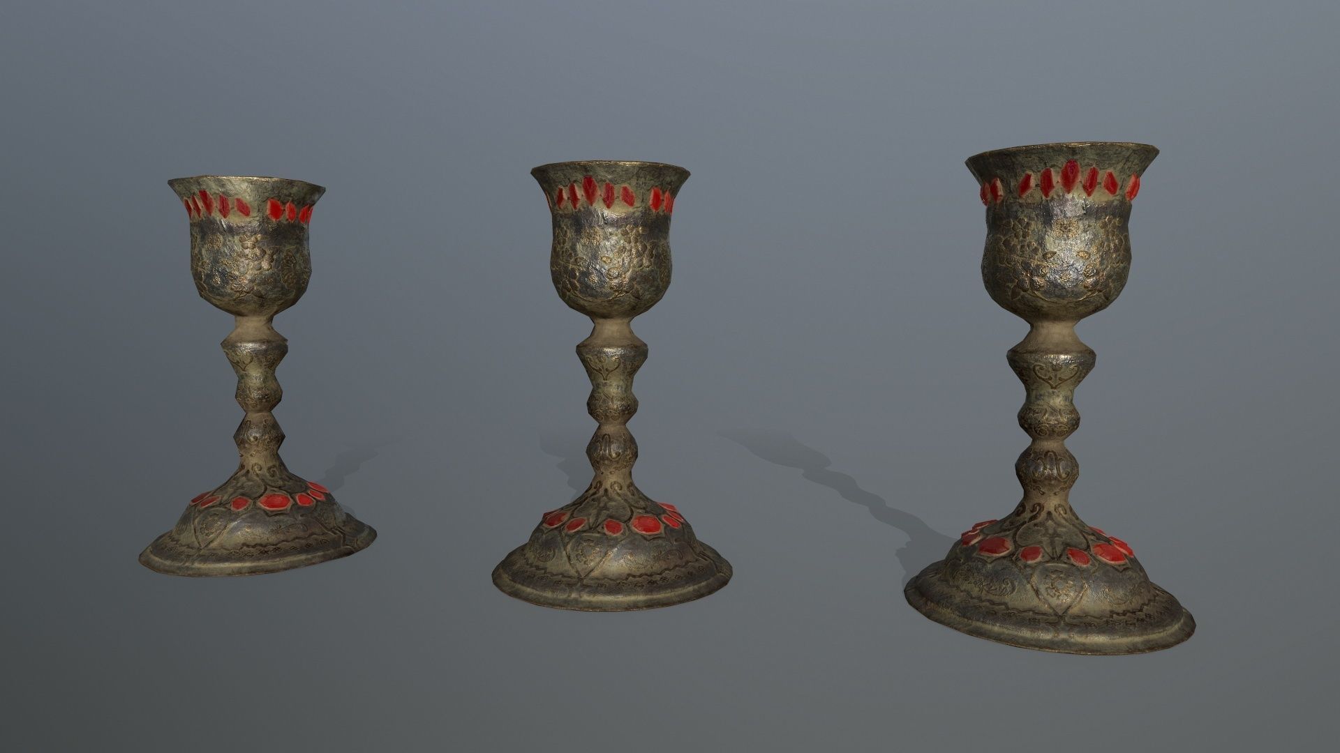 Chalice 6 metal vase Low-poly 3D model_9