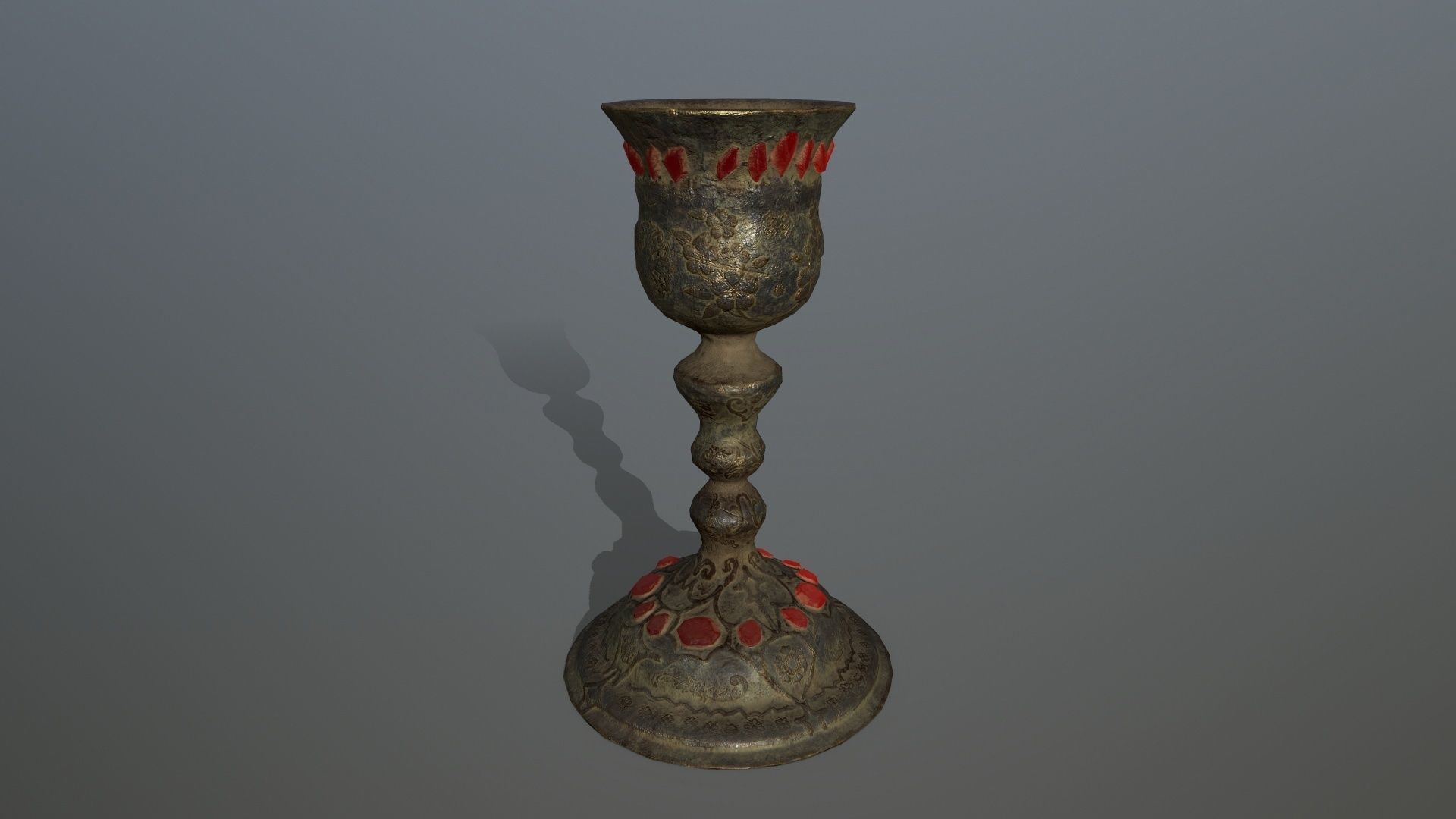 Chalice 6 metal vase Low-poly 3D model_3