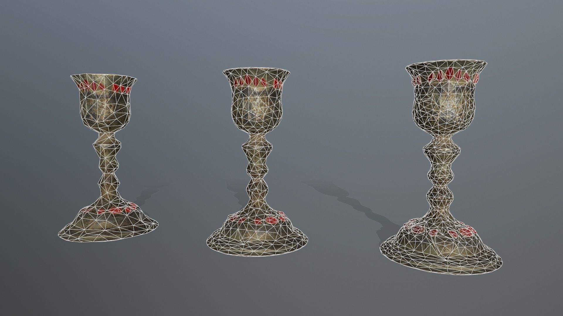 Chalice 6 metal vase Low-poly 3D model_10