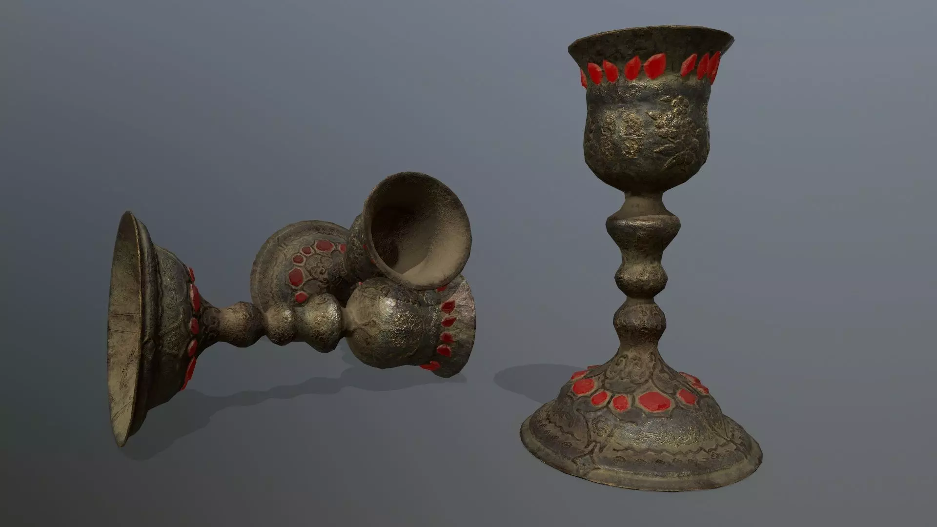 Chalice 6 metal vase Low-poly 3D model_0