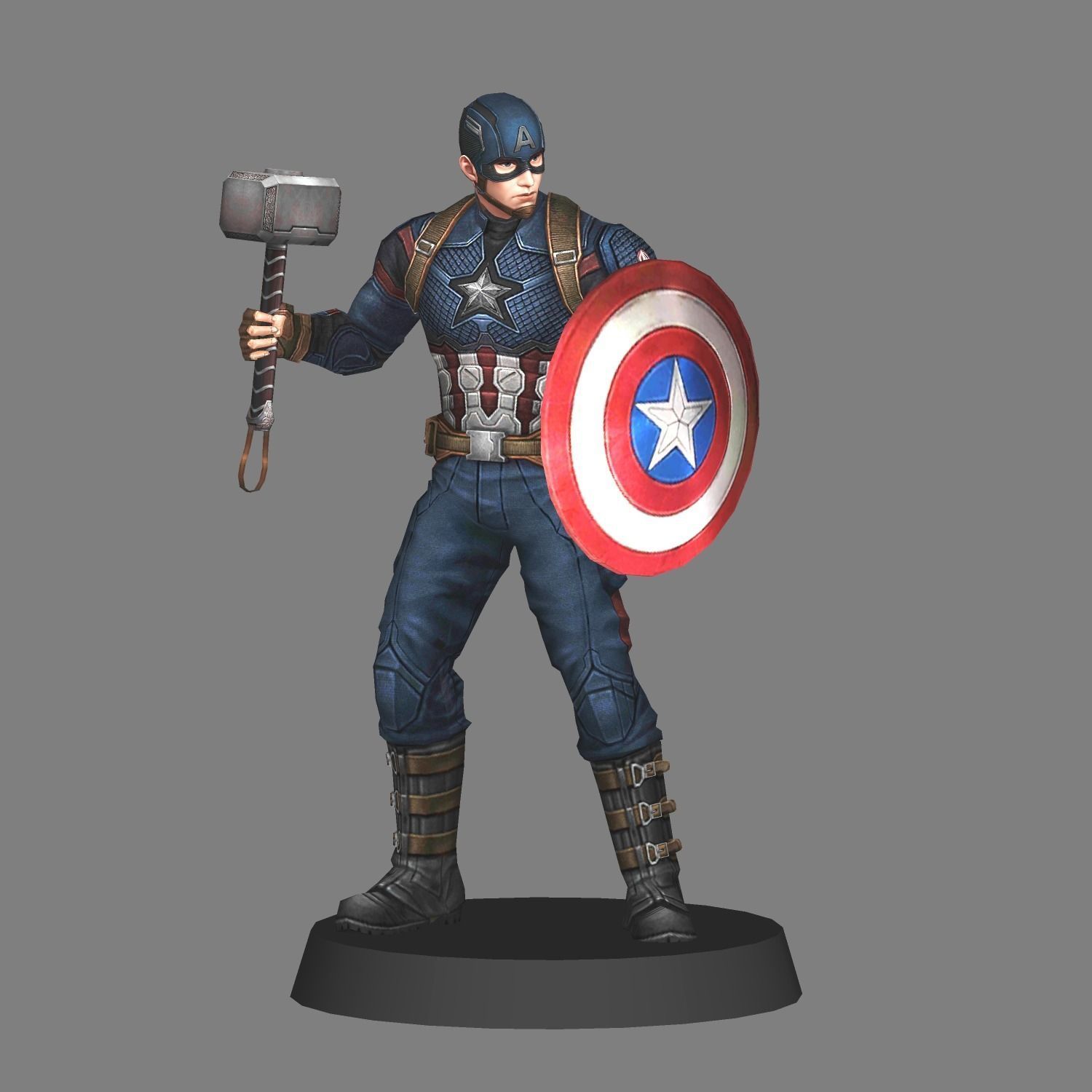Captain America Avengers Endgame LOW POLY 3D print model_5
