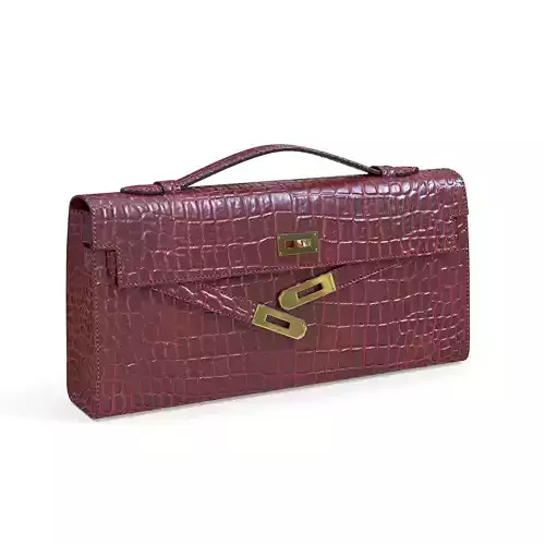 Hermes Kelly Cut Clutch Red Crocodile Low-poly 3D model