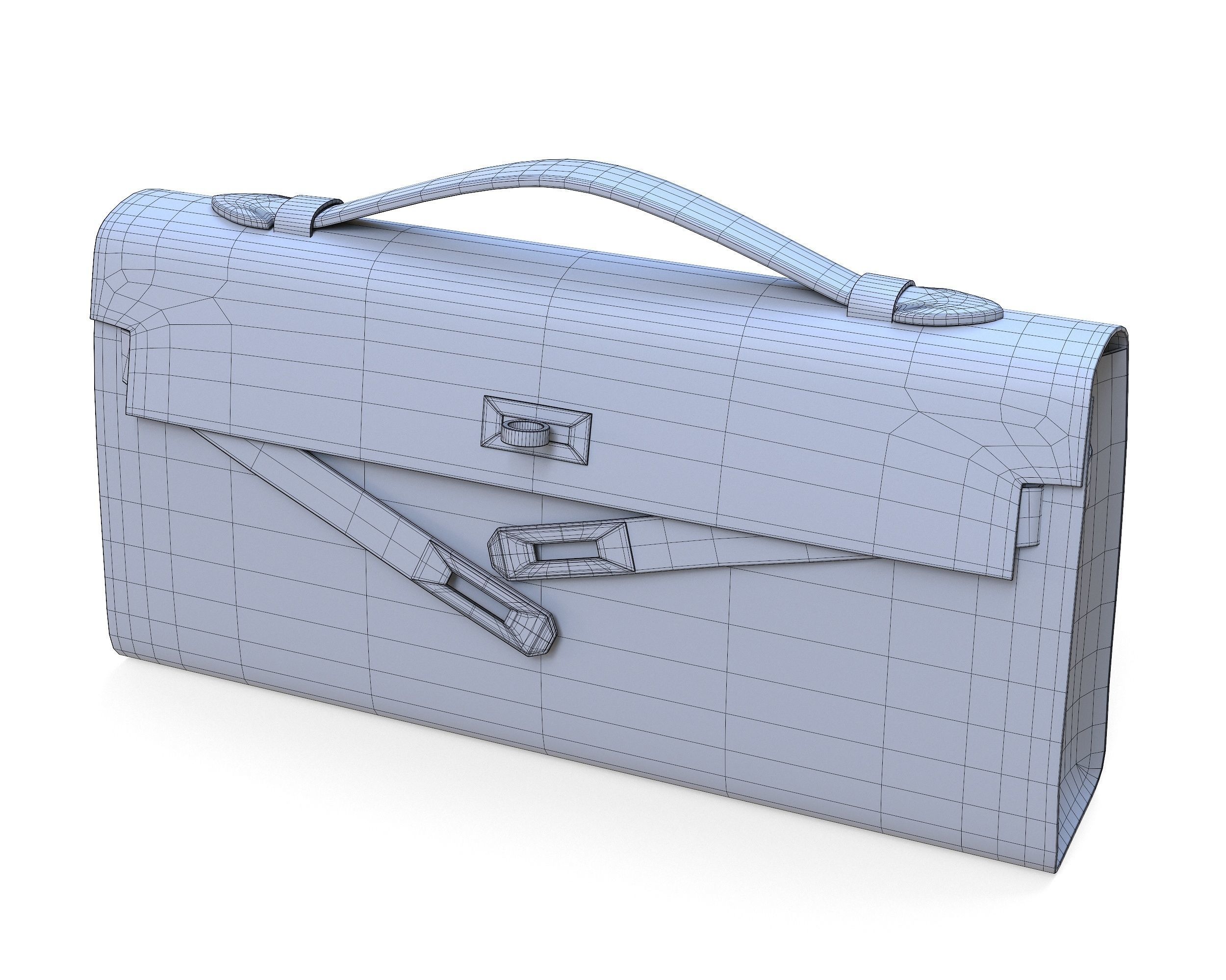 Hermes Kelly Cut Clutch Red Crocodile Low-poly 3D model_6