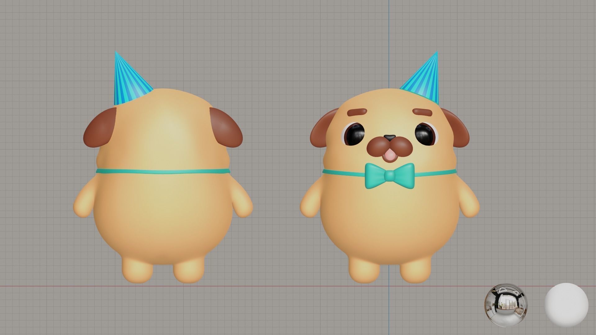 Cute Dog 3D model for game printing etc Low-poly 3D model_2