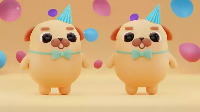 Cute Dog 3D model for game printing etc