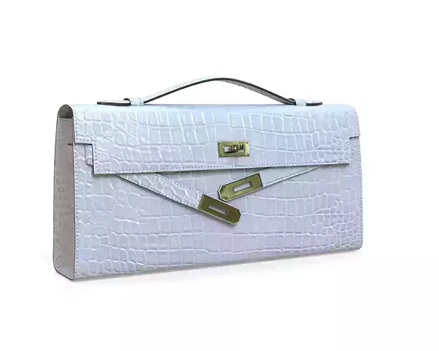 Hermes Kelly Cut Clutch White Crocodile Low-poly 3D model