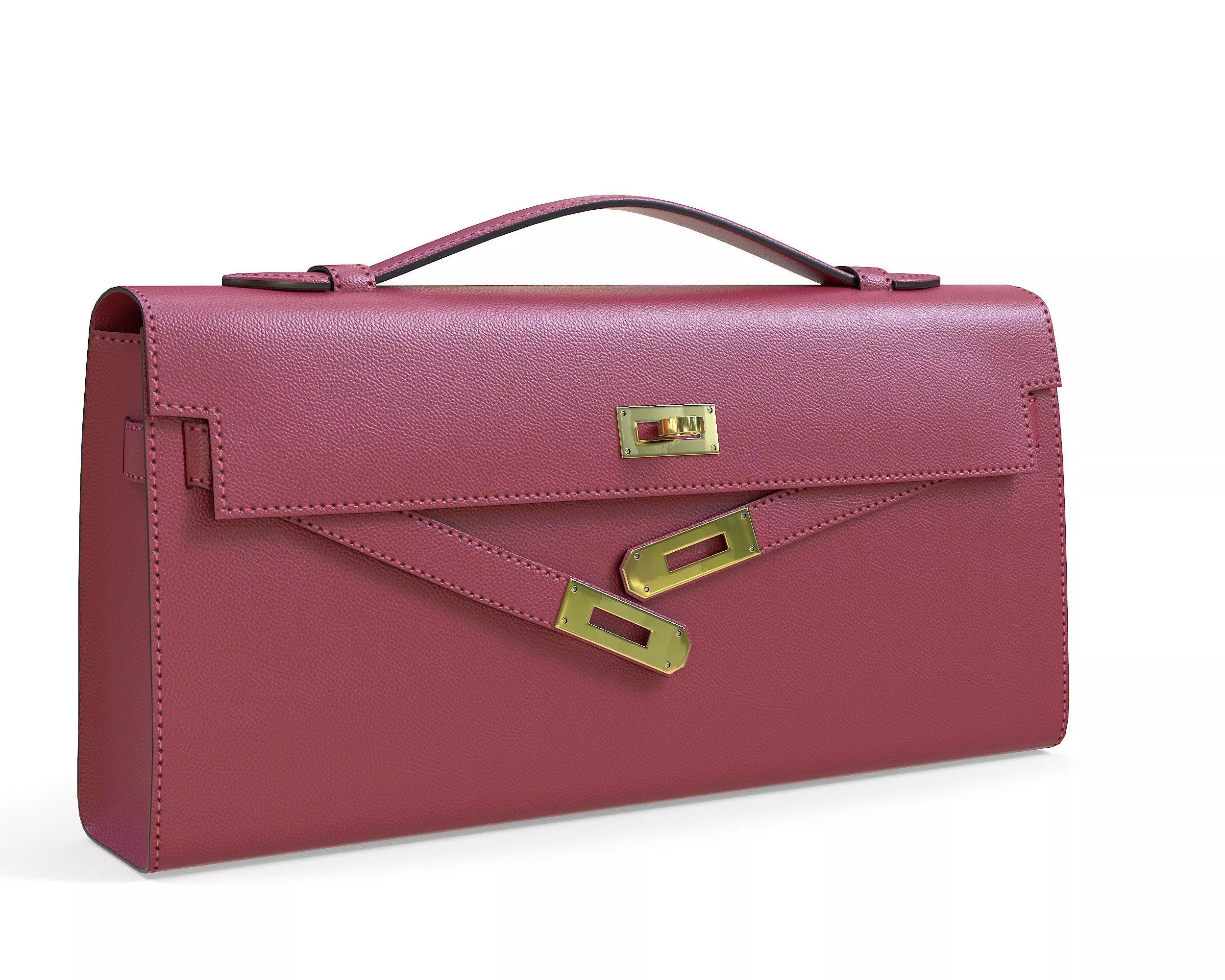 Hermes Kelly Cut Clutch Red Leather Low-poly 3D model_0