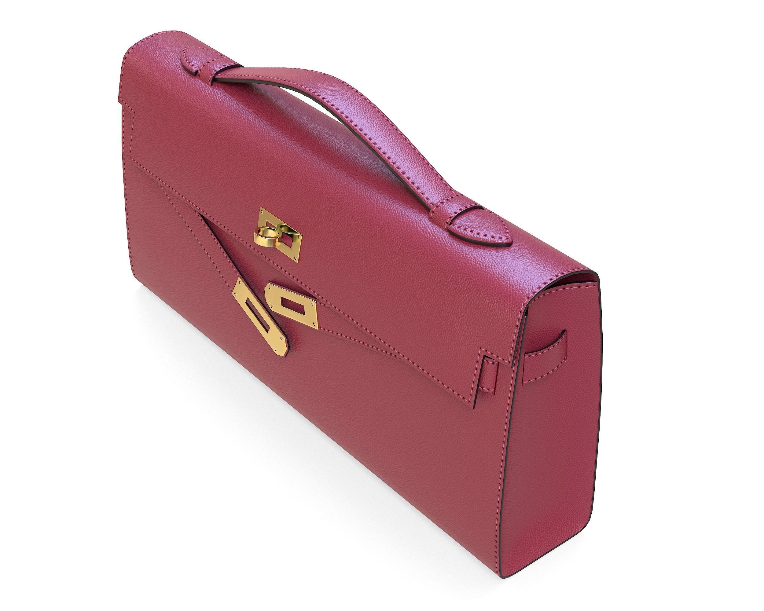 Hermes Kelly Cut Clutch Red Leather Low-poly 3D model_1