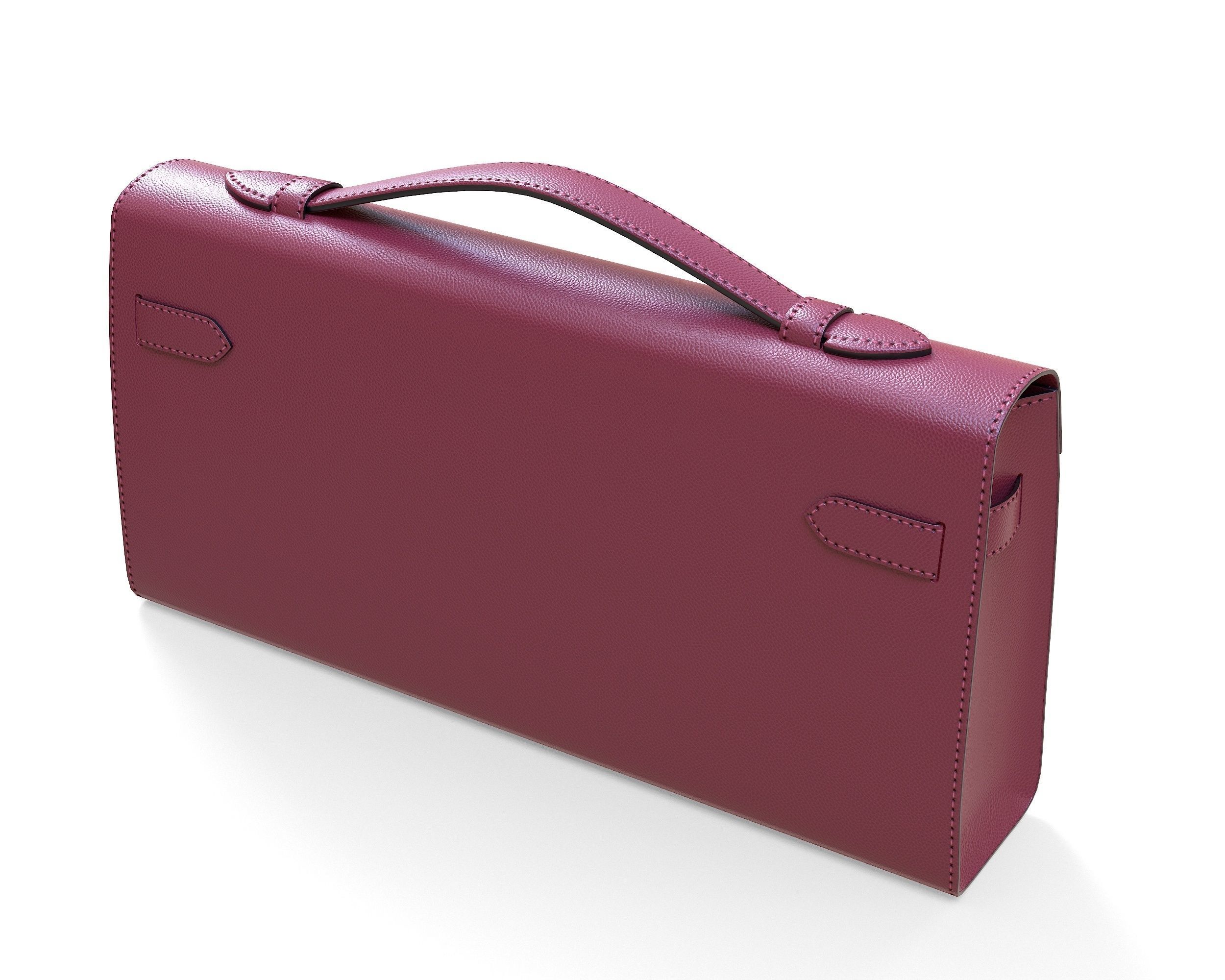 Hermes Kelly Cut Clutch Red Leather Low-poly 3D model_4
