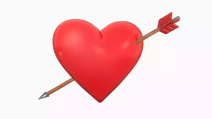 Heart With Arrow Low-poly 3D model