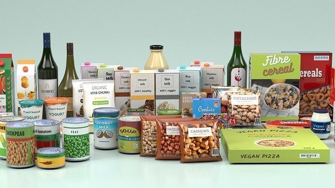 Groceries collection and beverage products Low-poly 3D model 5