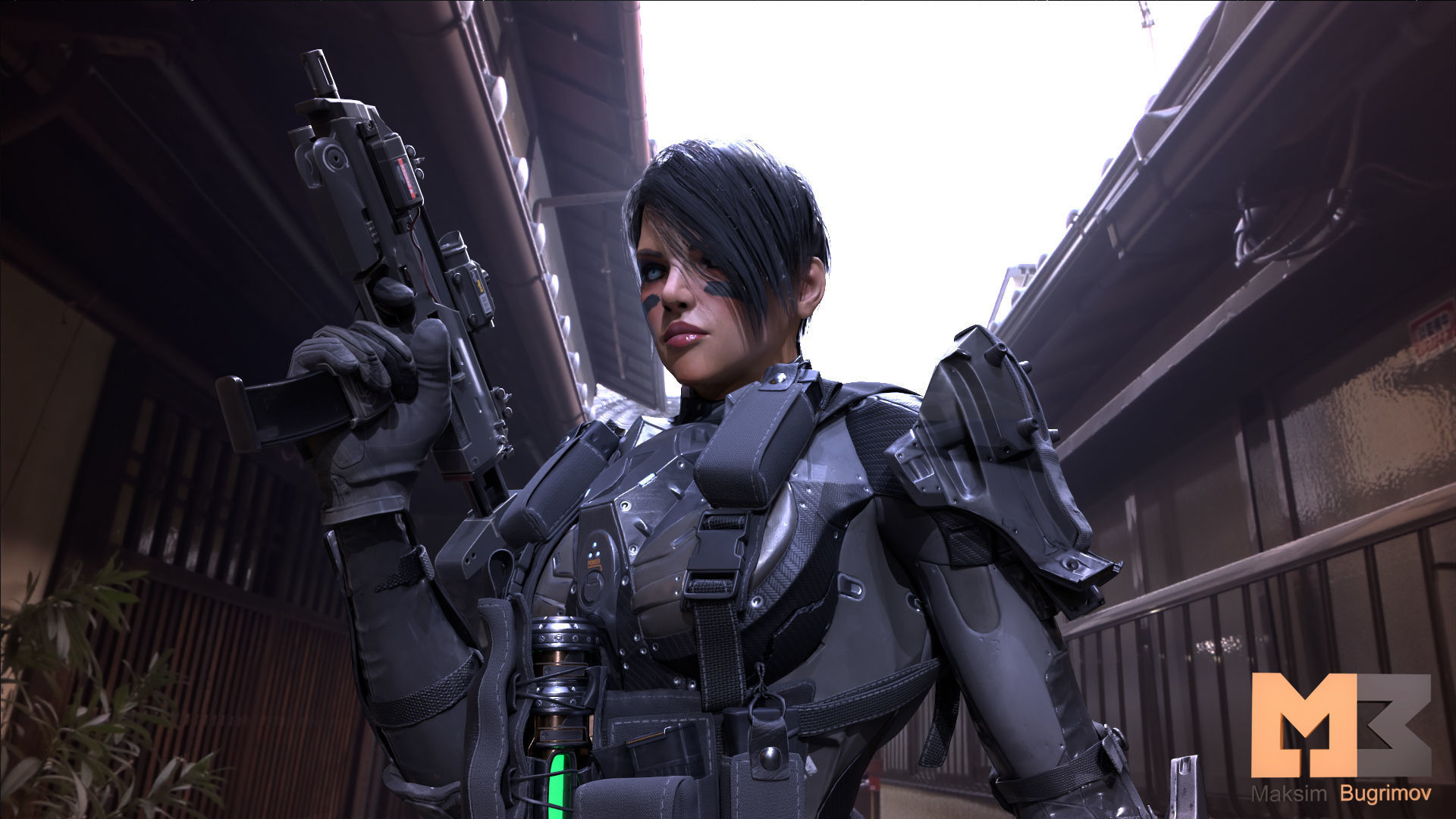 Female Soldier 01 ANACONDA Low-poly 3D model_8