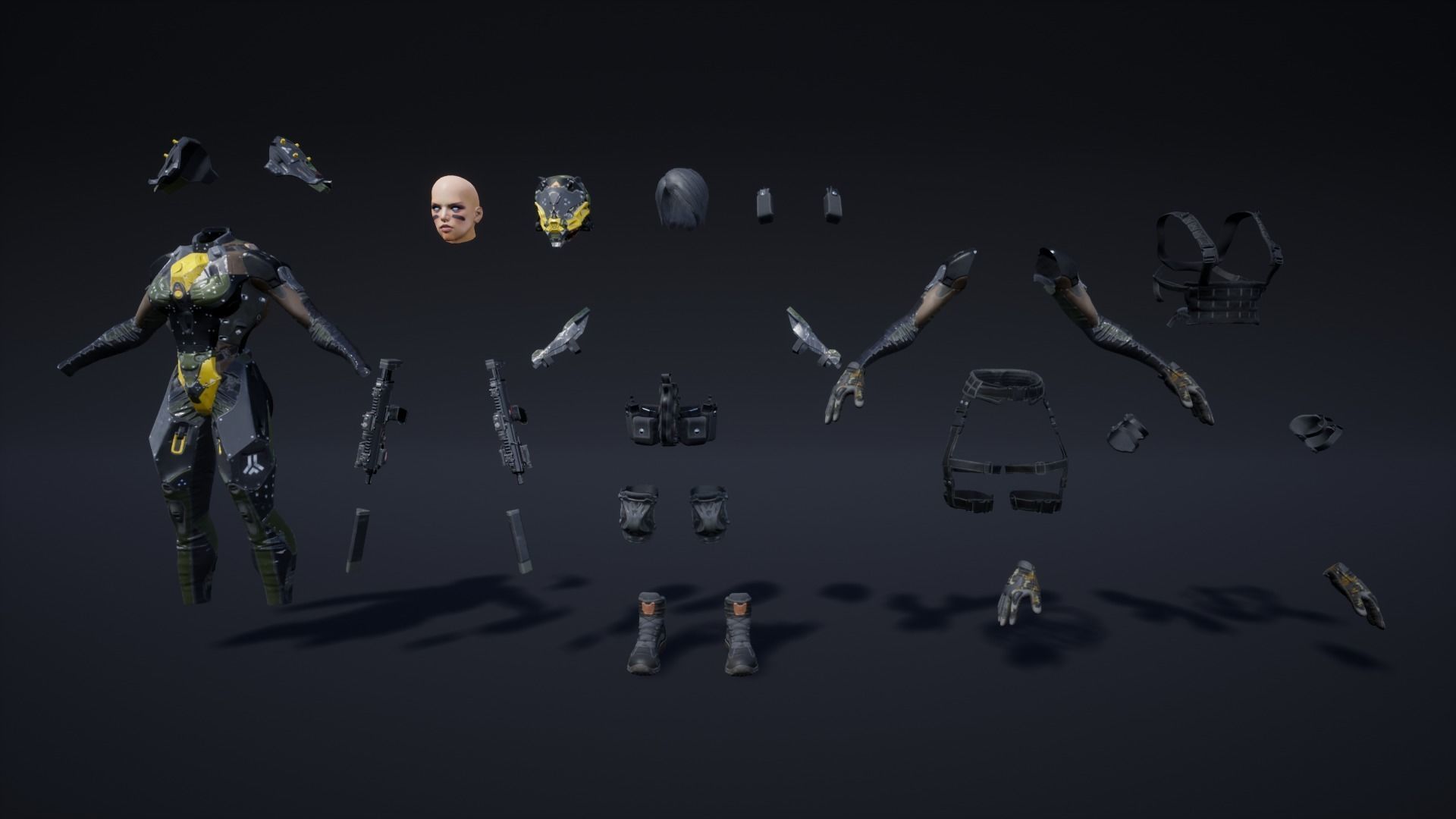 Female Soldier 01 ANACONDA Low-poly 3D model_24