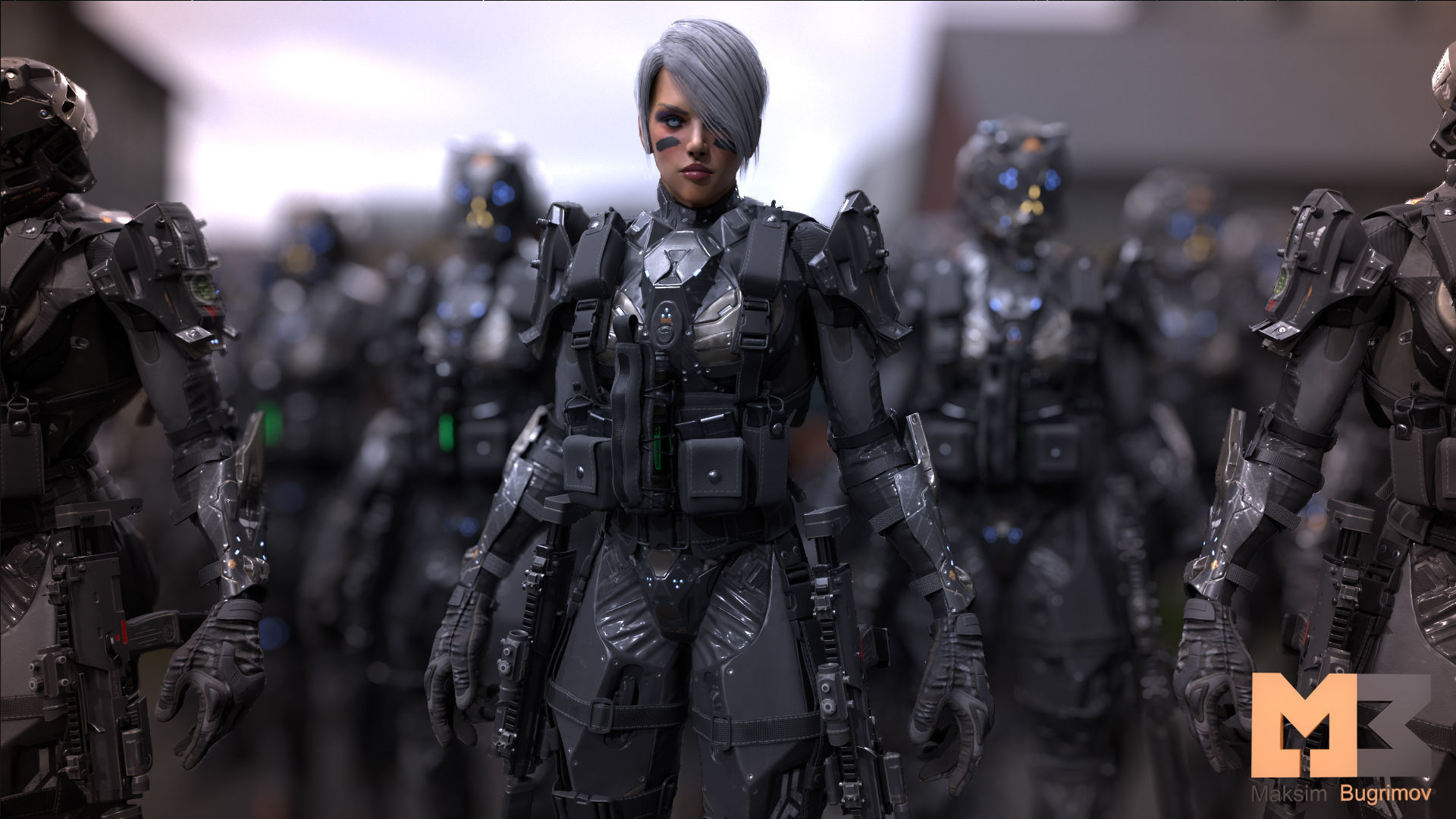 Female Soldier 01 ANACONDA Low-poly 3D model_5