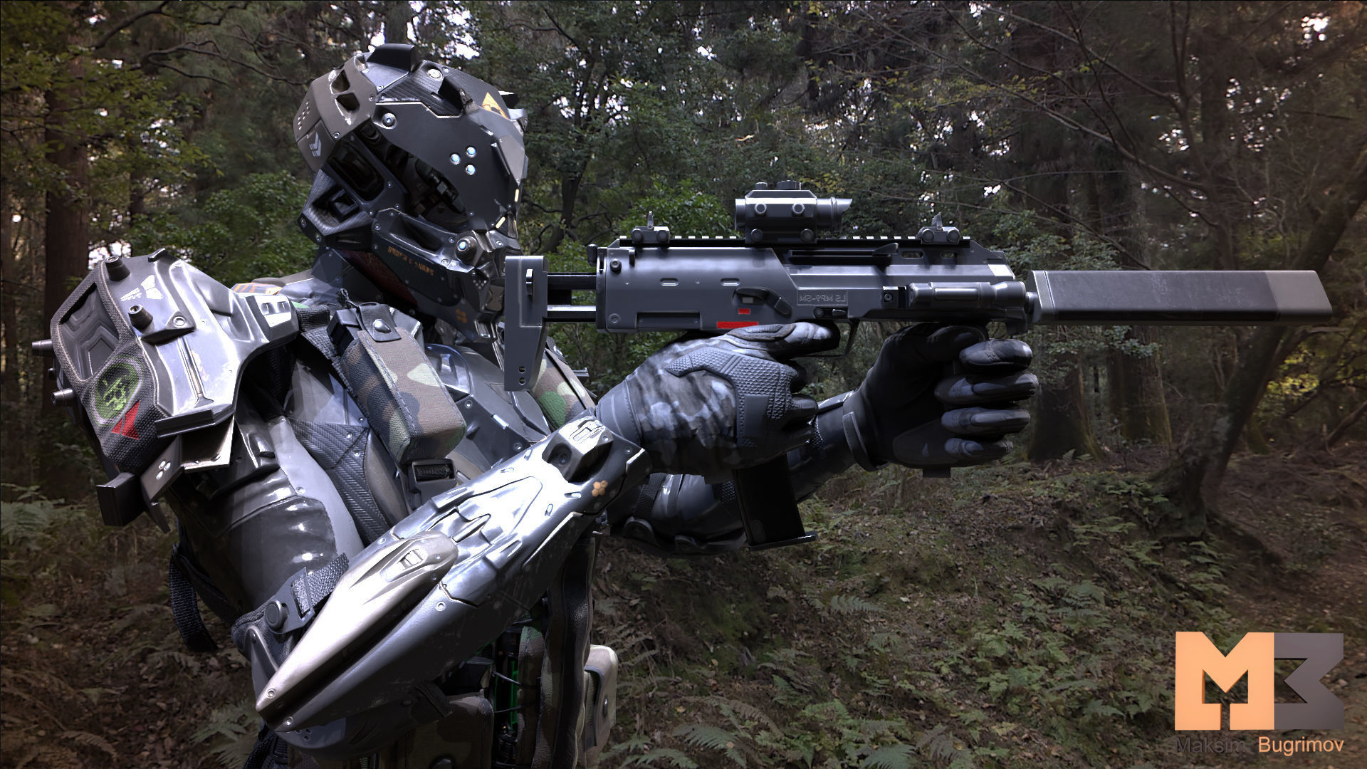 Female Soldier 01 ANACONDA Low-poly 3D model_13