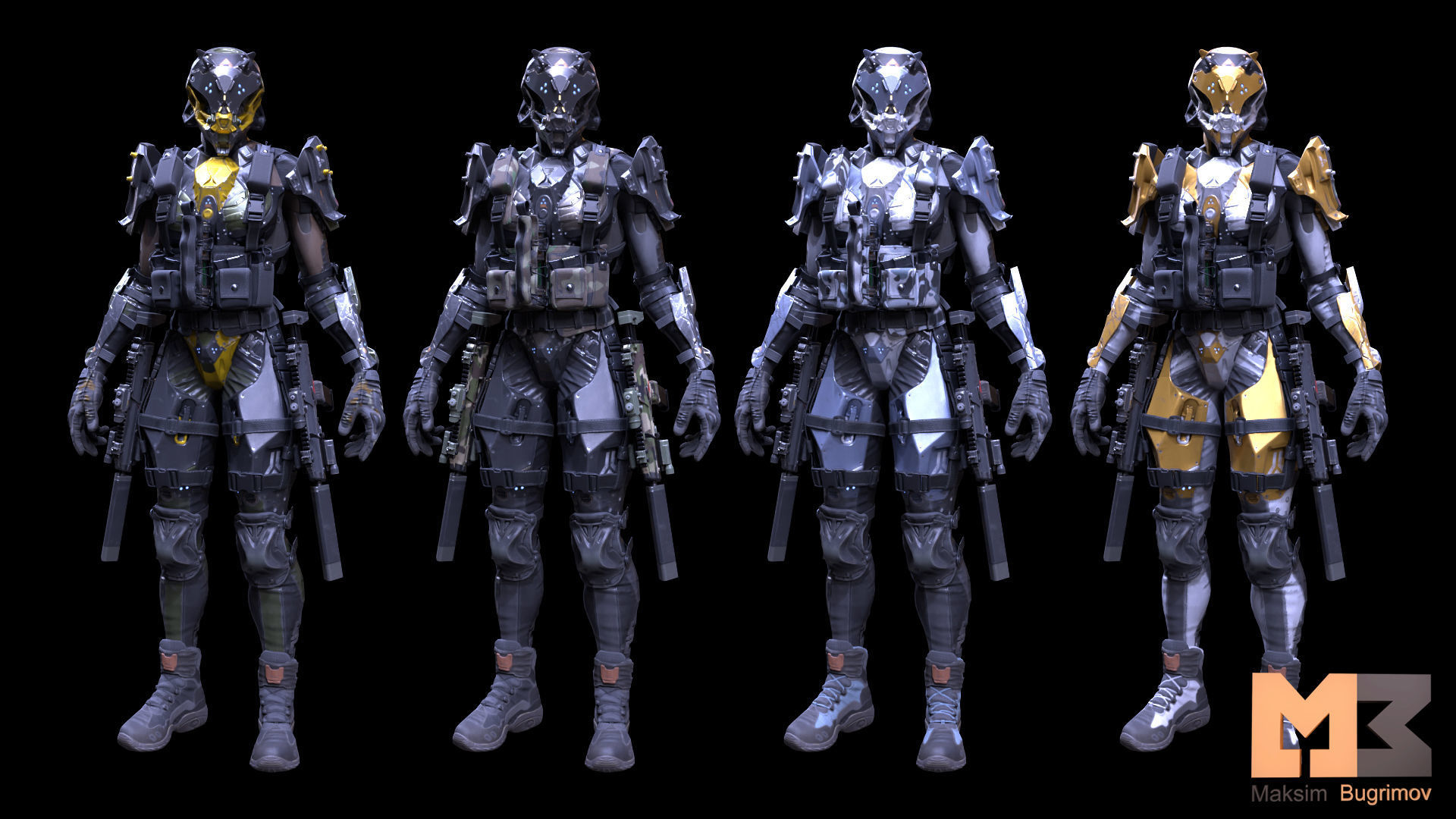 Female Soldier 01 ANACONDA Low-poly 3D model_15