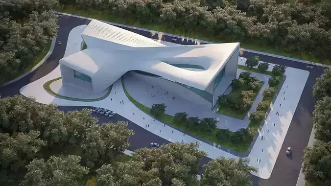 Futuristic building 02 3D model